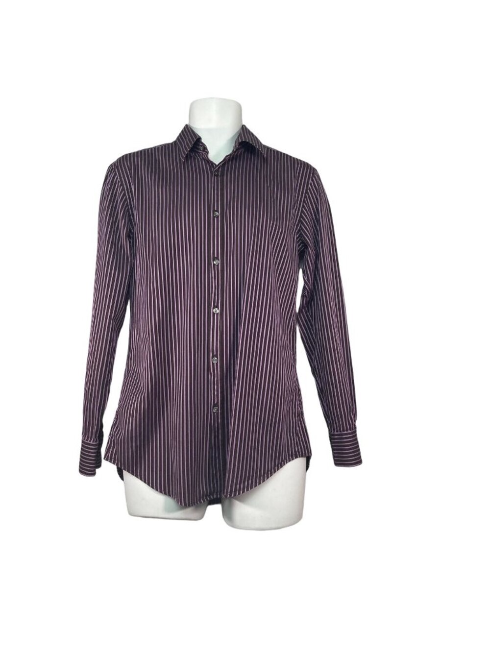 Hugo Boss Mens Slim Fit Striped Button Down Shirt Purple Size 15.5 32/33 Cotton